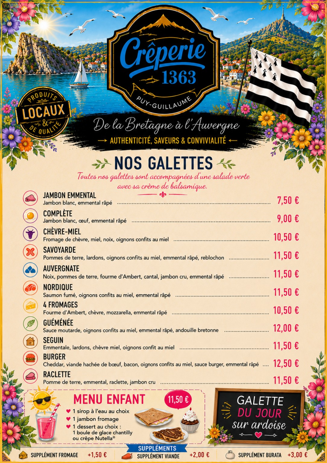 Carte complète des galettes